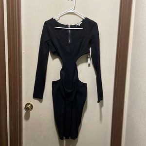 Black long sleeve cut out dress